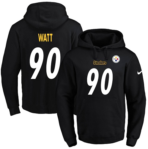 Nike Steelers #90 T. J. Watt Black Name & Number Pullover NFL Hoodie